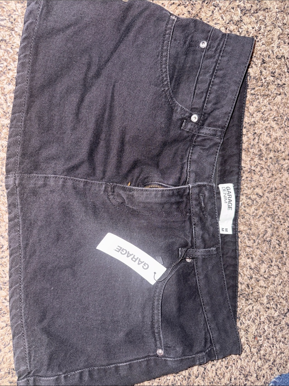 Garage Black Denim Mini Skirt with Front Pockets